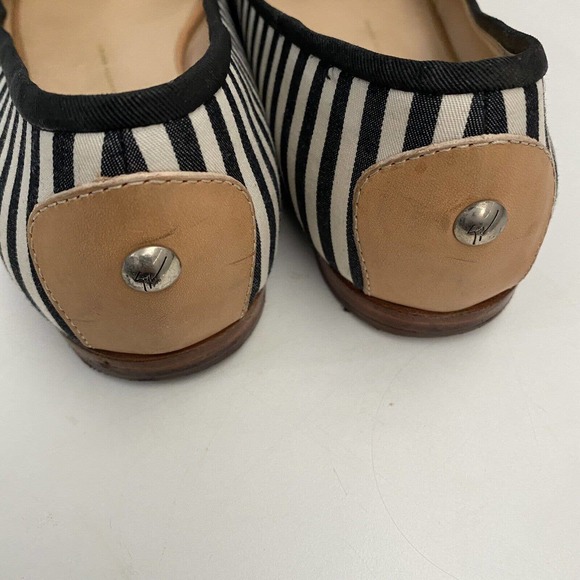 Giuseppe Zanotti Ballet Flat Nautical Striped Black White Peep Buckle St… - Picture 6 of 12